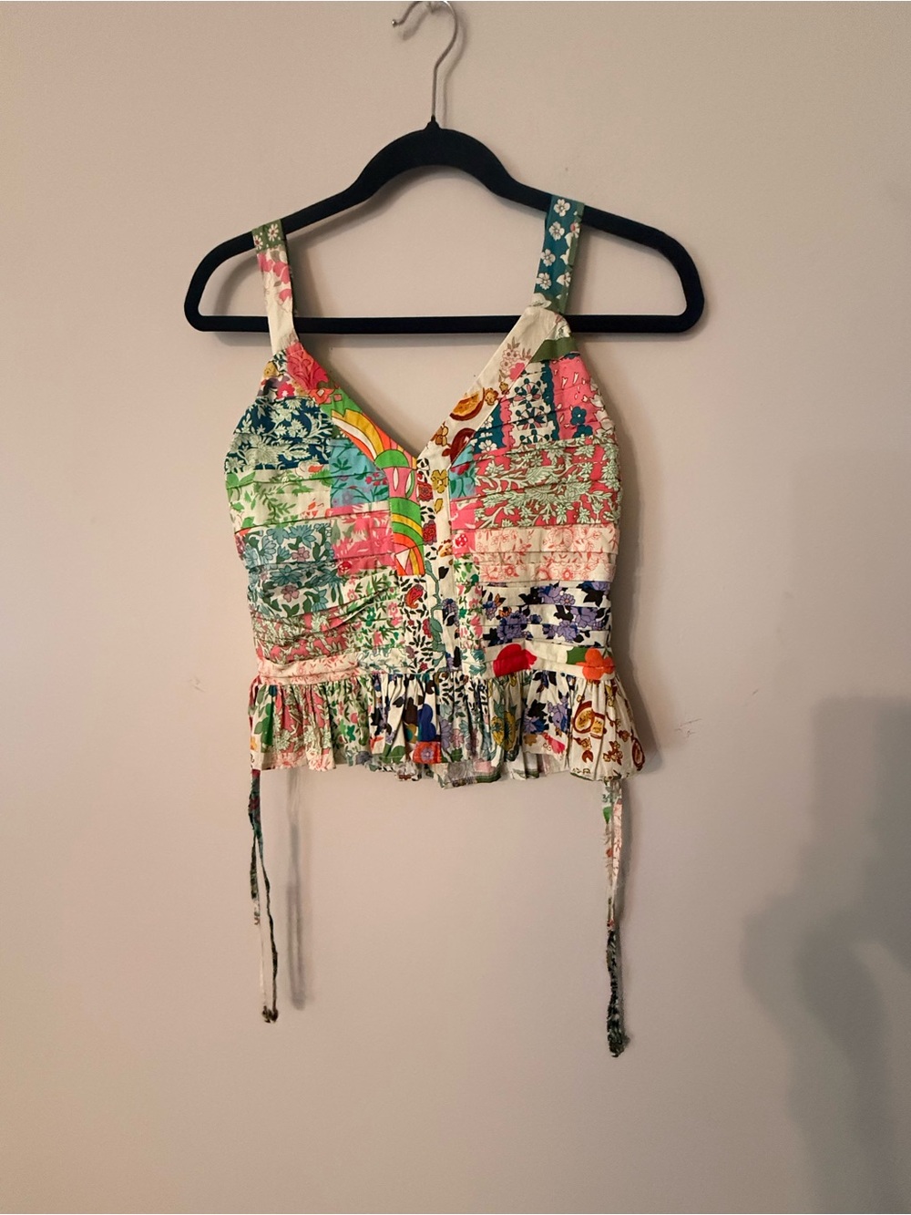 NWOT - Love The Label Floral Patchwork Ruffle Hem Camisole Top - Multicolor